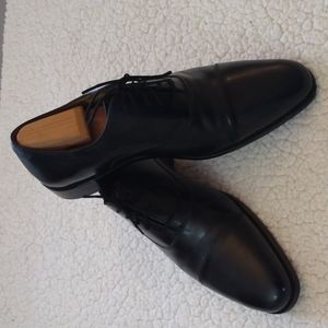 Carlos Santana Black Cap Toe Leather Oxford Shoes 10.5 D